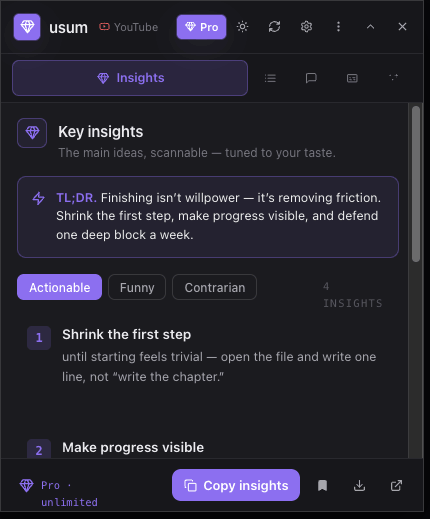 usum key insights panel